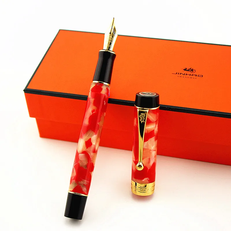 Роскошная перьевая ручка Jinhao Century 100 акриловая золотая с зажимом наконечник 0 7 мм