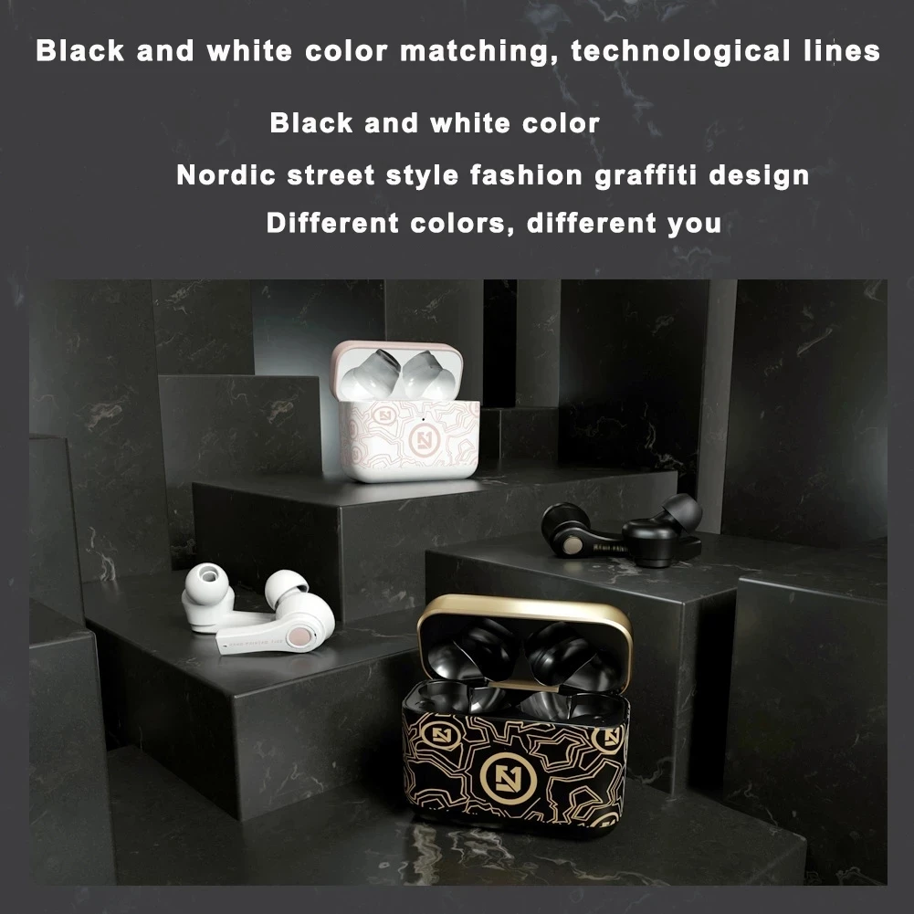 

Tws Bluetooth 5.0 Headset Binaural Audio Device Wireless Sports Heavy Bass Graffiti, Suitable For Android