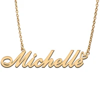 michelle name tag necklace personalized pendant jewelry gifts for mom daughter girl friend birthday christmas party present