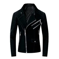 kiovno men fashion leather jackets coats punk style solid color short jackets outwear for male size m 3xl