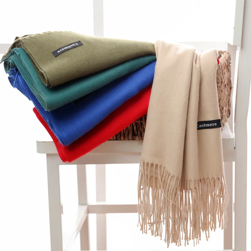 

Women Autumn Winter Artificial Cashmere Scarf Solid Shawl Scarves 200*70cm 7-5