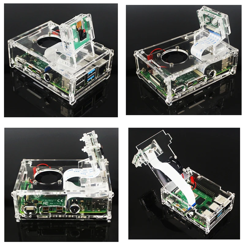 Raspberry Pi 4 Модель B акриловый чехол+ 5MP OV5647 камера+ FFC+ акриловый держатель+ вентилятор охлаждения+ радиаторы для Raspberry Pi 4