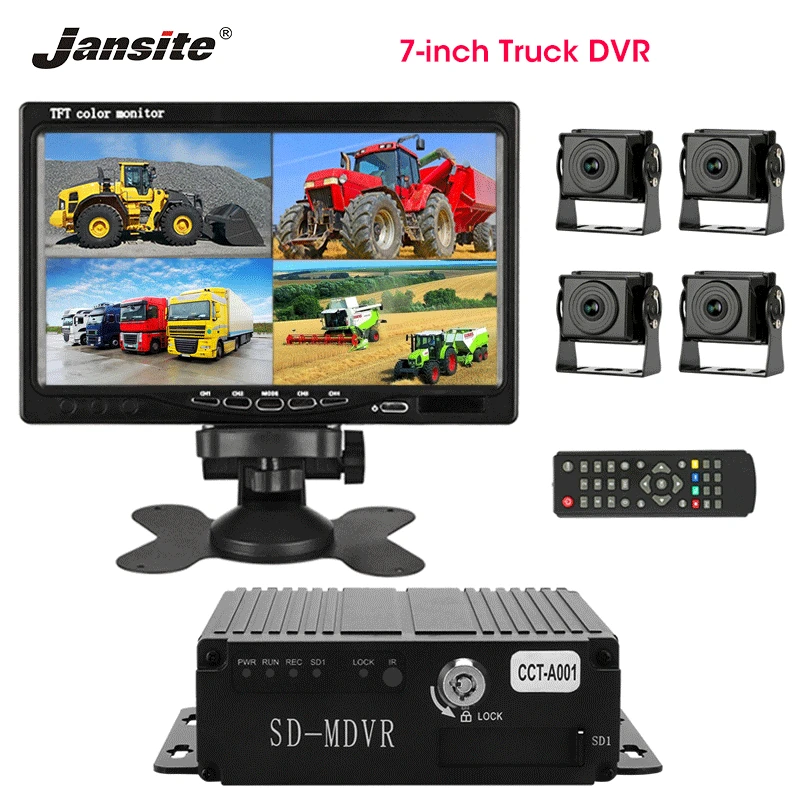 Jansite 7 &quotAHD грузовик DVR 4/2 с разделенным экраном петля Запись g датчик камера
