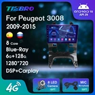 Автомобильный радиоприемник 2DIN Android10 Blue-ray для PEUGEOT 3008 2009-2015, GPS-навигация, стереоприемник, автомобильное радио, автомобильный мультимедийный плеер IGO