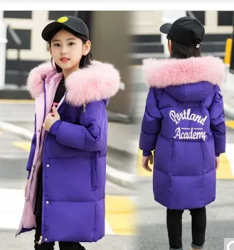 2019 длинное зимнее пальто для девочек утепленные куртки с капюшоном модные теплые