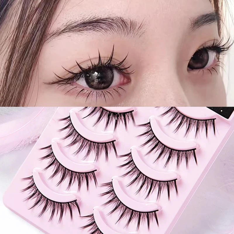 

Japanese Fairy False Eyelashes Cos Natural Crisscross Messy Fake Eyelashes Handmade Cotton Thread Stems Stage Makeup Lashes