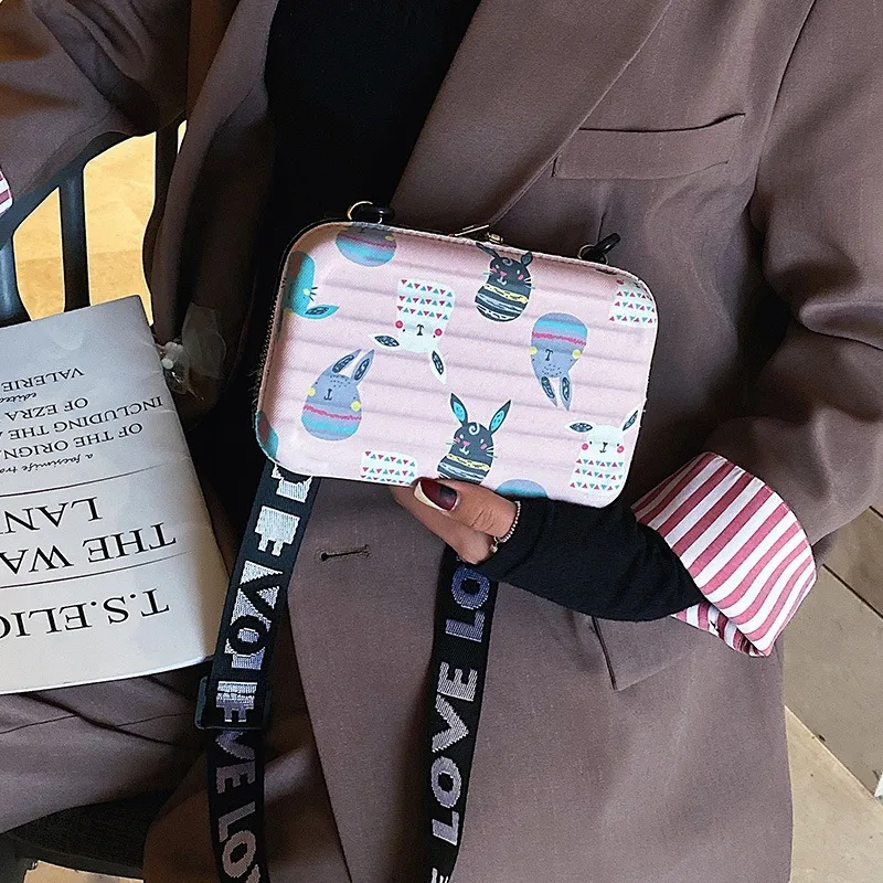 

2020 New Personality Shoulder Clutch Mini Square Box Bag Cartoon Color Lovely Crossbody Bags Women Handbag Sac A Main