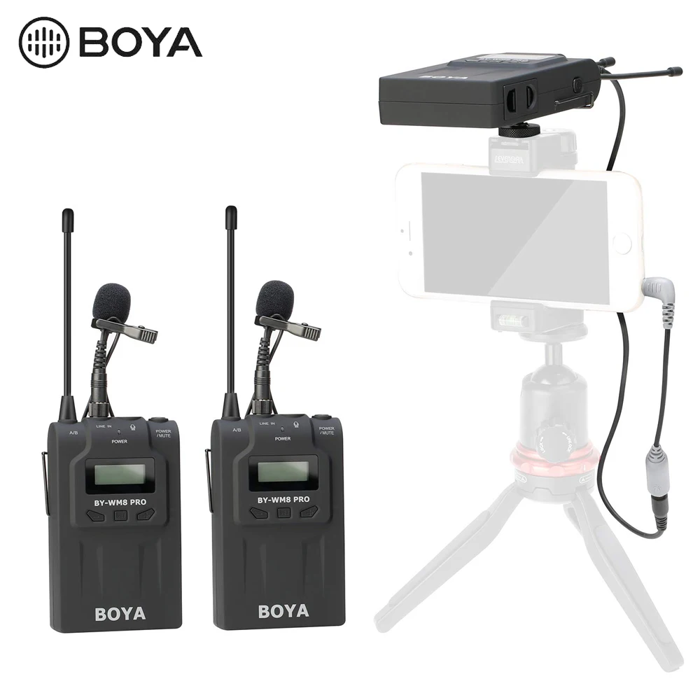 BOYA BY-WM8 Pro K1/K2 микрофон беспроводной петличный система для видео интервью