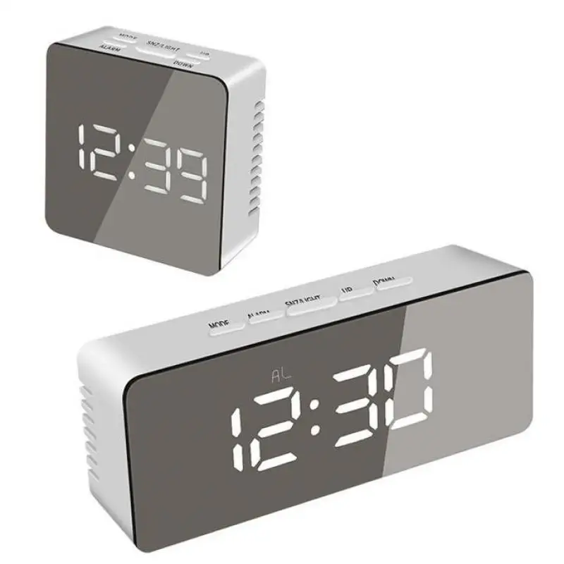 Электронный СВЕТОДИОДНЫЙ Будильник цифровые зеркальные часы с USB настольные для