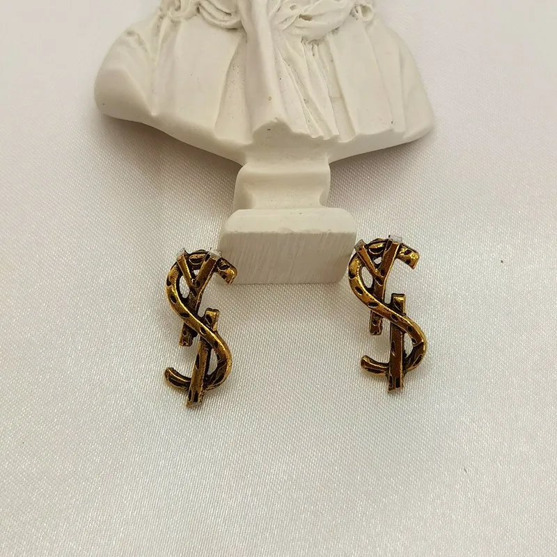 

Fashion Gold Light Luxury letter S Earring For Women Vintage Ear Cuff Girls Korean Jewelry Party Girl's Sexy Jewerly Gifts