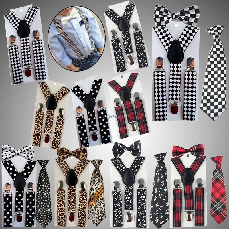 3 шт. Детские эластичные подтяжки с галстуком-бабочкой | Аксессуары для одежды