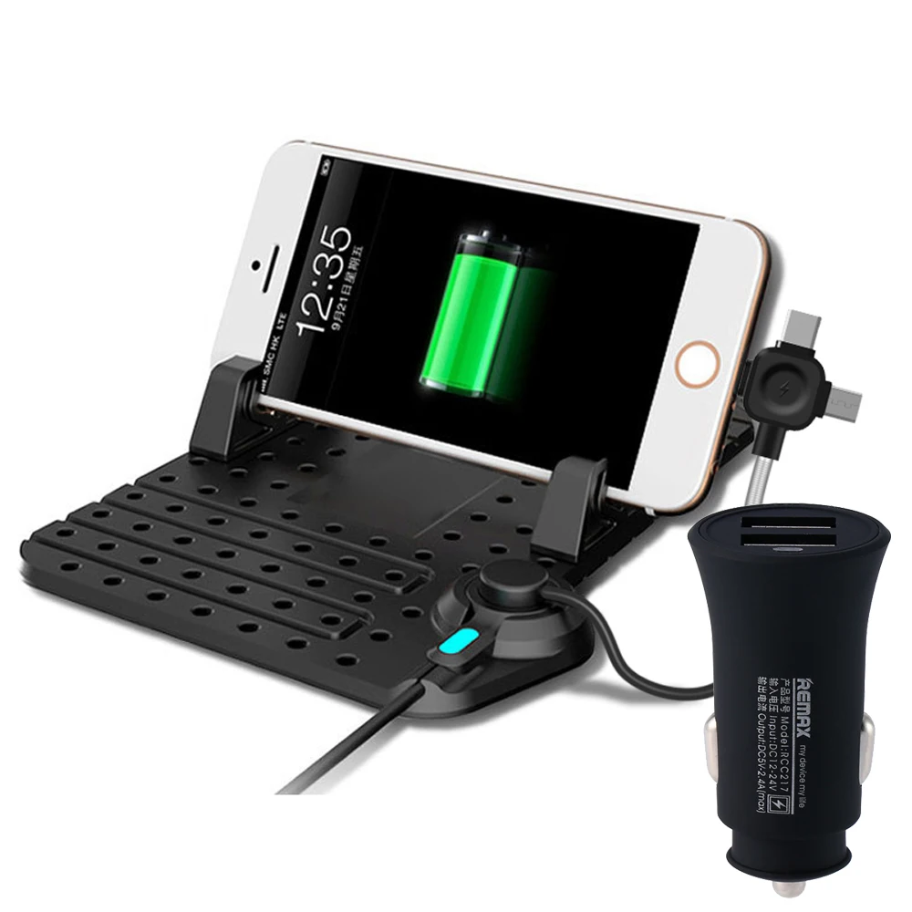 Holder 2U Charger Remax держатель для телефона в машину Регулируемый Кронштейн Разъем Магнитный держатель мобильного Телефона Зарядки Крепления Для iPhone 5S 6 S xiaomi Samsung Тип USB с - Цвет: Holder 2U Charger