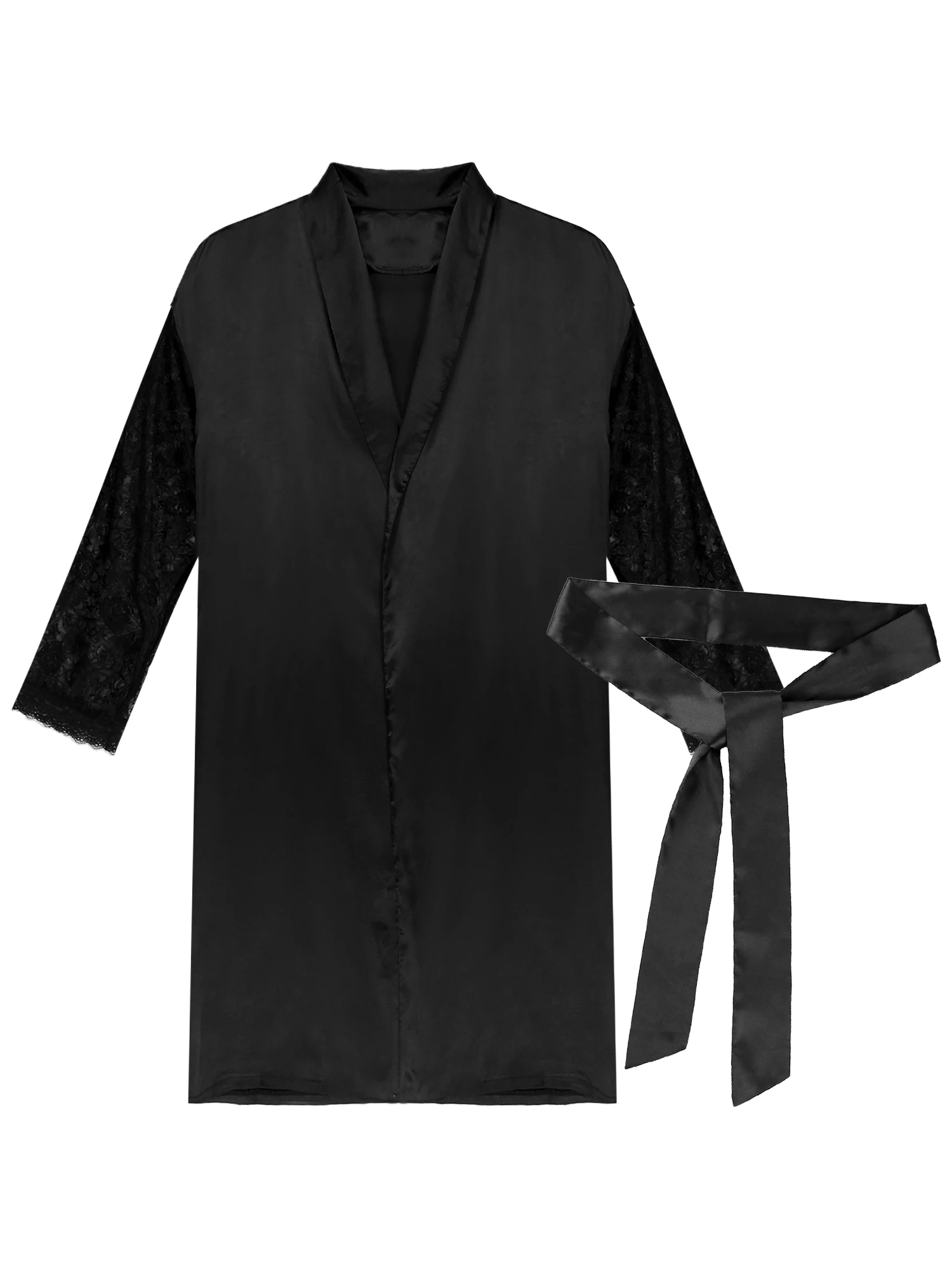 Халат-кимоно Мужской Атласный с цветочным кружевом Шелковый банный халат