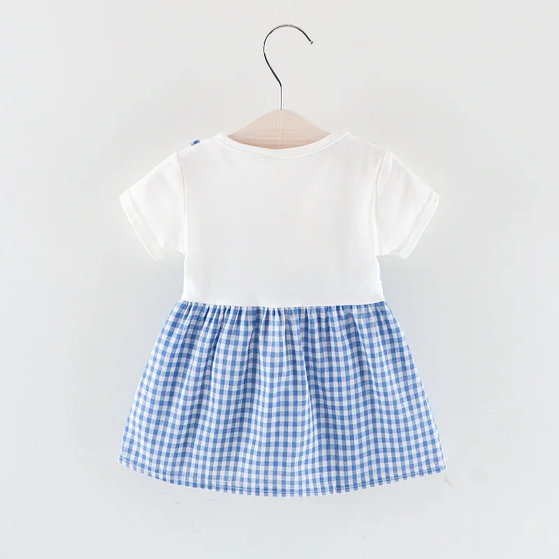 Summer New Fashion Printed Casual Plaid Kids Baby Dresses Clothing Girls Short-sleeved Cute Soft Cotton Clothes Princess Dress | Детская