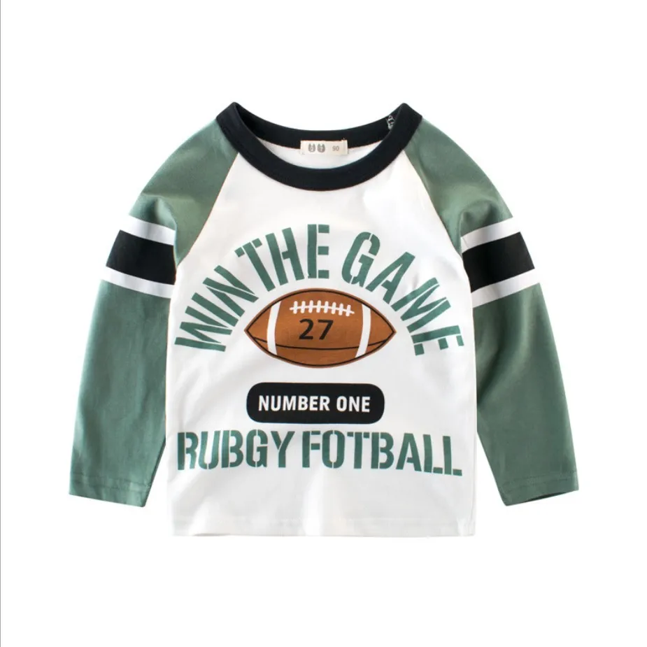 

7plus1 2020 popular hot football sports long sleeves T shirts tops boys rugby cotton tee for kids boys 3t 4t 5t 6t 7t 8t spring