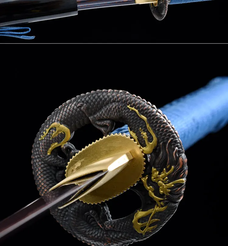 Handmade Carbon steel Japanese Samurai Katana sword full tang sharpened New Folded steel blue Blade Japanese Samurai Katana