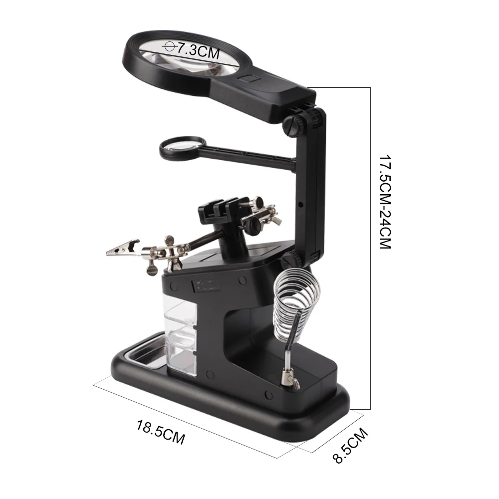 Увеличительное Стекло паяльник с светодиодный светильник ящик для хранения 3X 4.5X