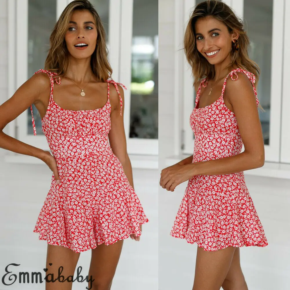 

Женское летнее короткое платье без рукавов, Повседневный Сарафан с цветочным принтом, 2021