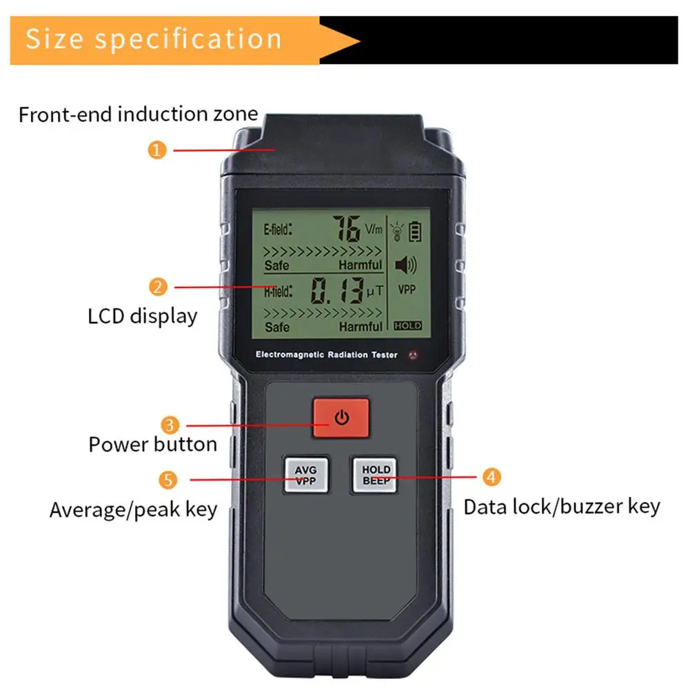 Тестер электромагнитного излучения портативный цифровой ЖК-дисплей
