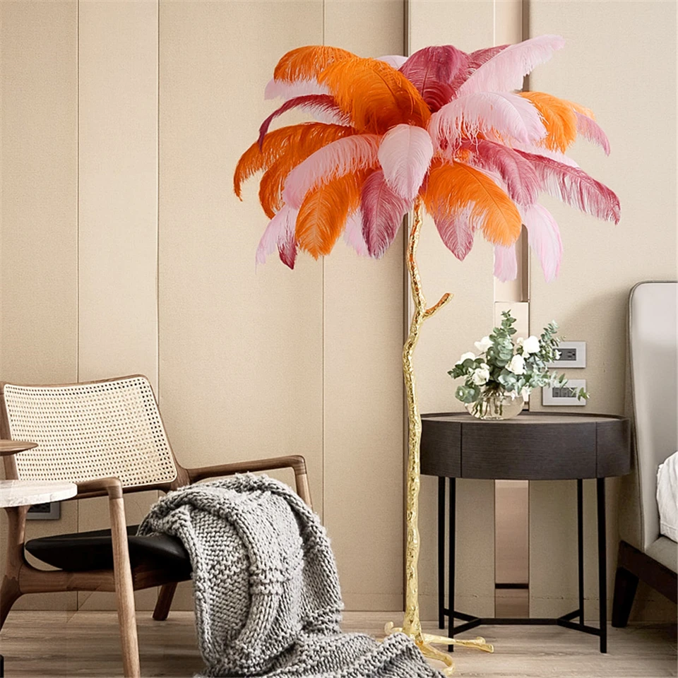 

Nordic Ostrich Feather LED Floor Lights Living Room Floor Lamp Bedroom Modern Indoor Lighting Home Decor Foyer Standing Lamps