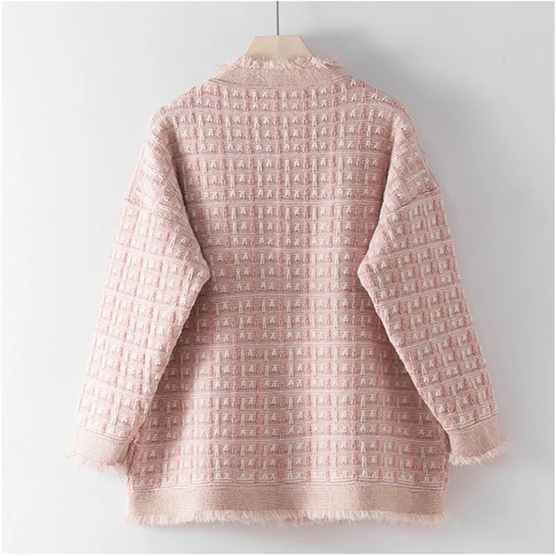 

2021 Spring Fashion New High-Quality Small Fragrance Knit Cardigan Women's V-Neck Long-Sleeved Sweater Loose Top Trend H065