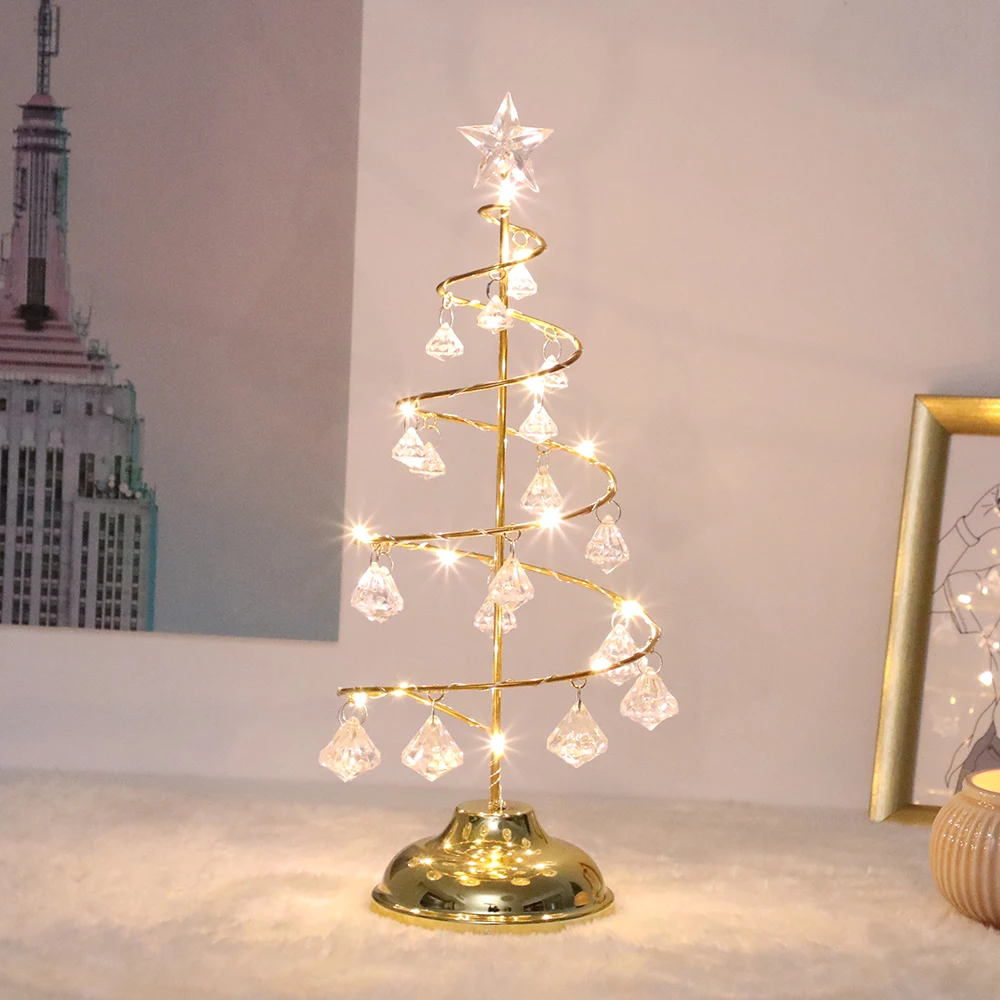 Светодиодный светильник для дерева с кристаллами питание от аккумулятора цвет