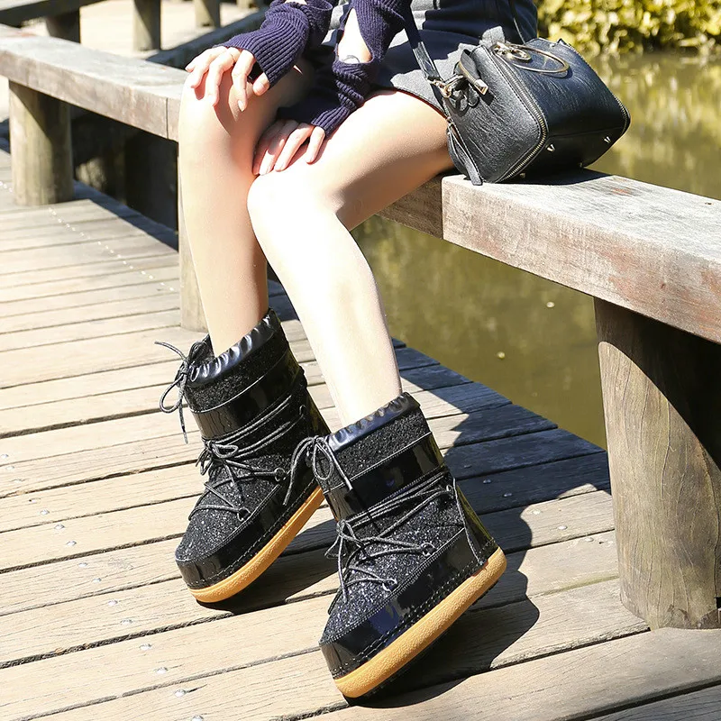 2019 зимние ботинки Зимние ботильоны женская обувь теплые на меху повседневная