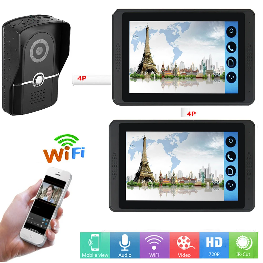 SmartYIBA APP Control Video Intercom 7 Inch Wifi Wireless Door Phone Doorbell Camera Visual System Remote Unlock | Безопасность и