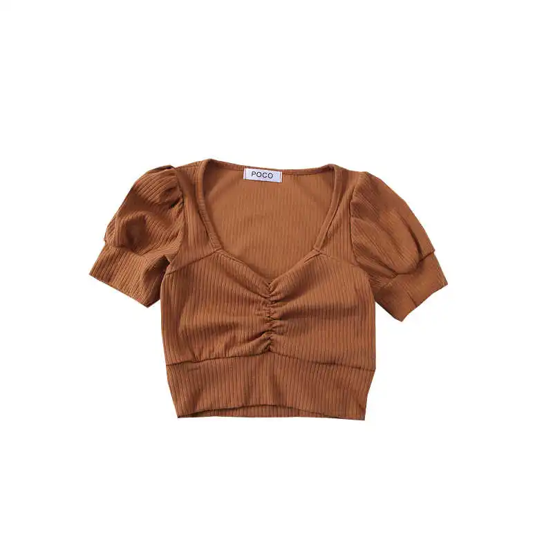 

2021 summer new style, fashionable and versatile, short sleeve T-shirt, short open navel top