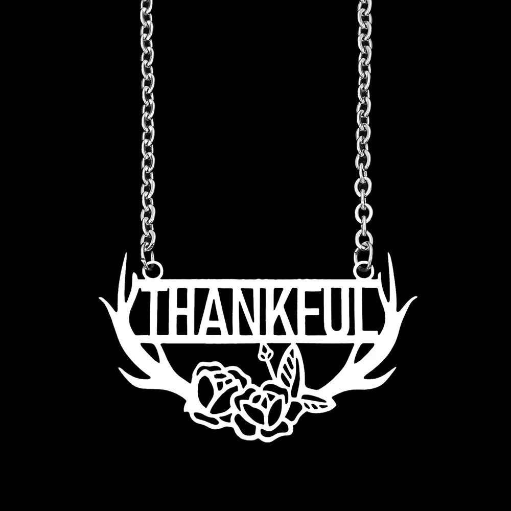 Женский кулон из нержавеющей стали ожерелье с цветком рога узор буквами