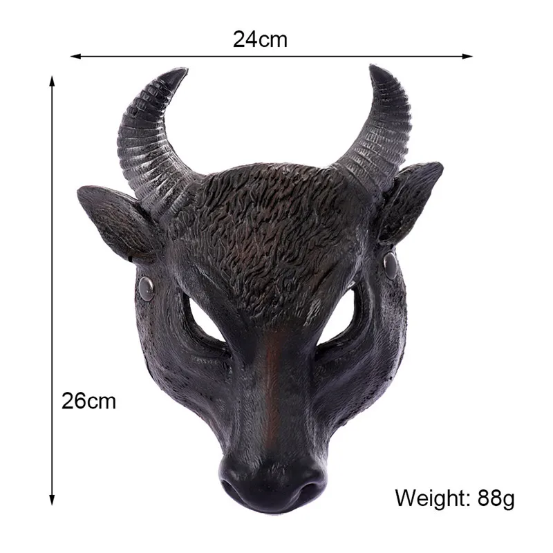 GNHYLL Halloween Carnival Party Black Buffalo Face Cosplay With OX Horn Realistic Animal Mask | Дом и сад