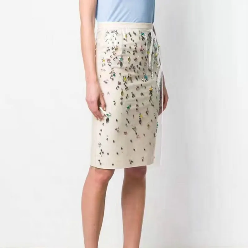 2019 осенние модные пластиковые бисероплетенные женские юбки высокого
