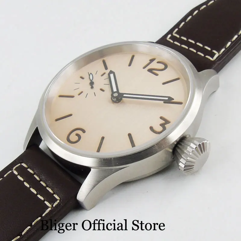 

17 Jewels 6497 Movement Sapphire Glass Sterile Champagne Dial 43mm Hand Winding Men Watch Wristwatch