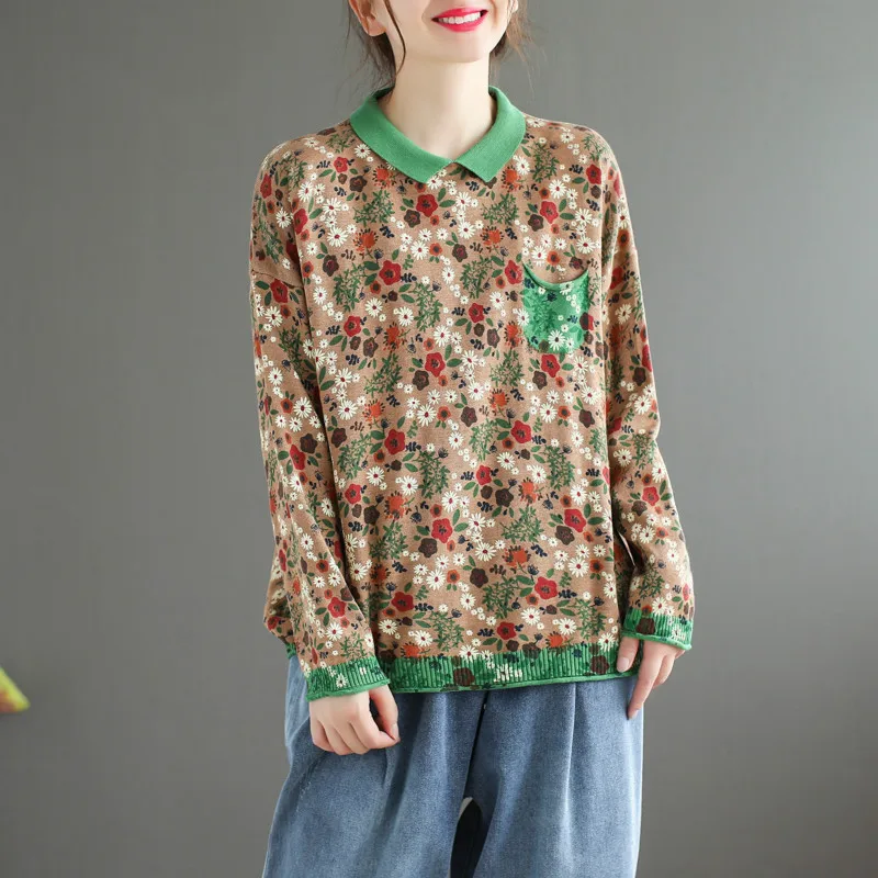 Max LuLu/осенние модные корейские джемпера женские вязаные свитера с цветочным