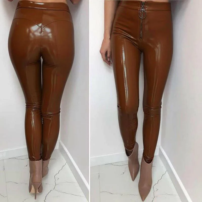 Пикантные блестящие облегающие брюки 2021 женские демисезонные брюки-карандаш из