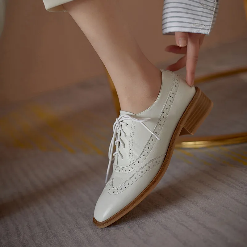 

FEDONAS Cross Tied Shoes Woman Slip On Casual Walk Shoes For Women Genuine Leather Spring Newest Working Office Lady Women Shoes