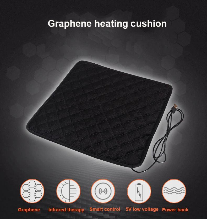 EKCAPASYQ 1 piece 5V Red Black Graphene heating cushion Car Seat Cushion Pad Fit for Auto Office Hotel or Home | Автомобили и