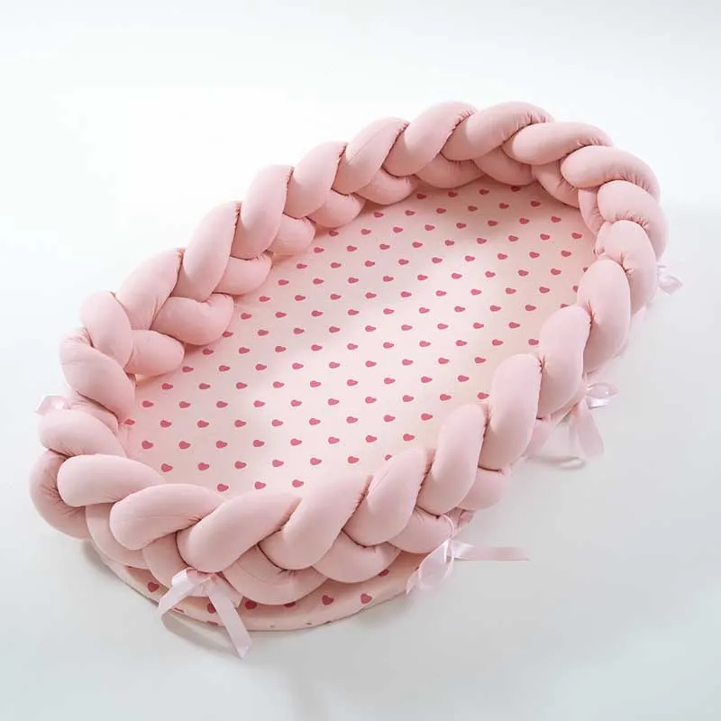 

90x50cm Portable Knot Baby Bed Kids Crib Travel Baby Nest For Newborn Toddler Cot Removable Washable Bassinet Room Decor