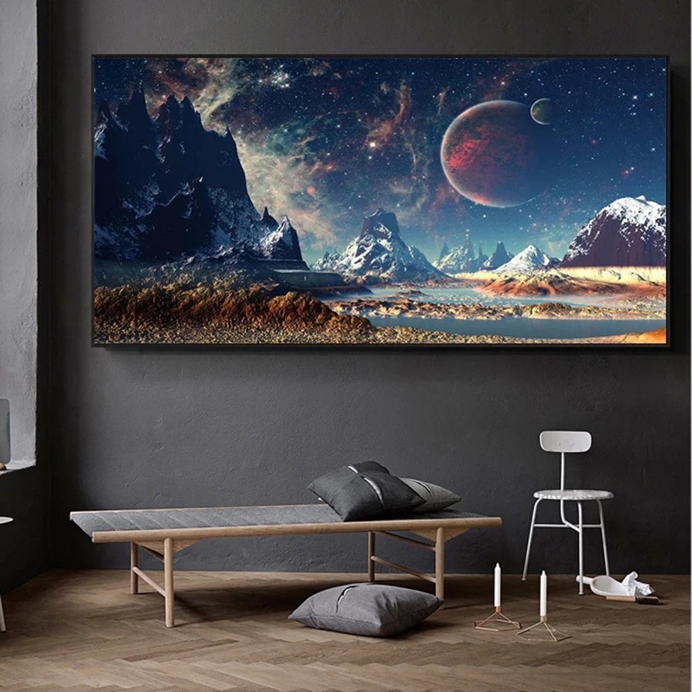 

Space Planet Galaxy Posters Universe Stars Planets Canvas Paintings Prints Wall Art Big Size Landscape Pictures Room Decor Mural
