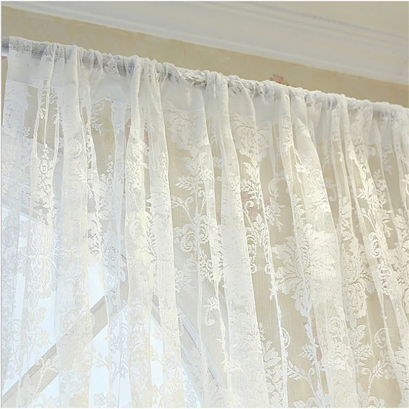 Европейская белая кружевная прозрачная занавеска для гостиной москитная сетка