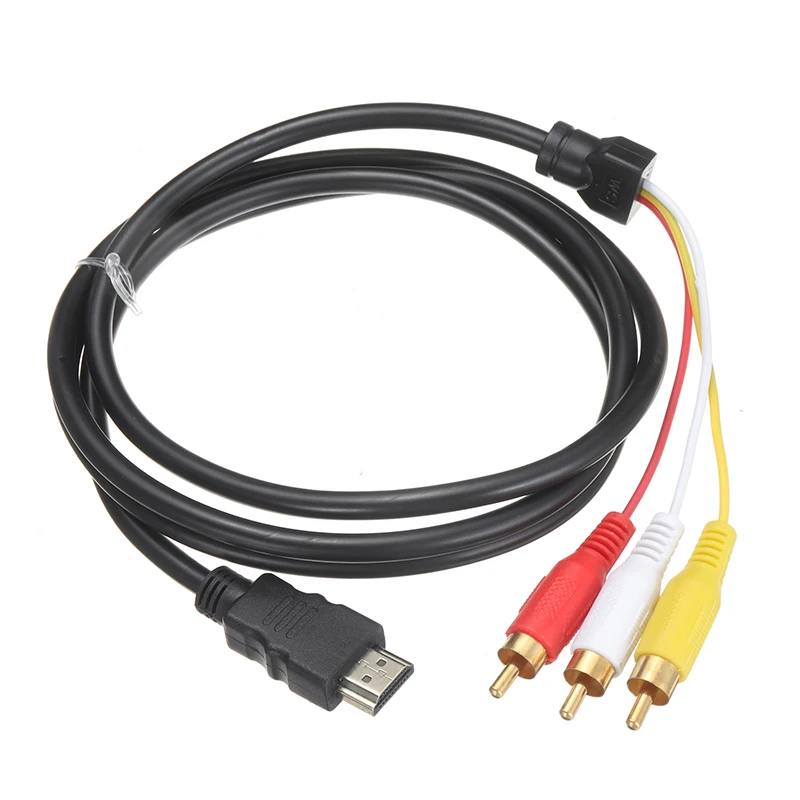 Черный с переходником SCART на 3 RCA Phono 1080p HDMI совместимый S video AV аудиокабель для