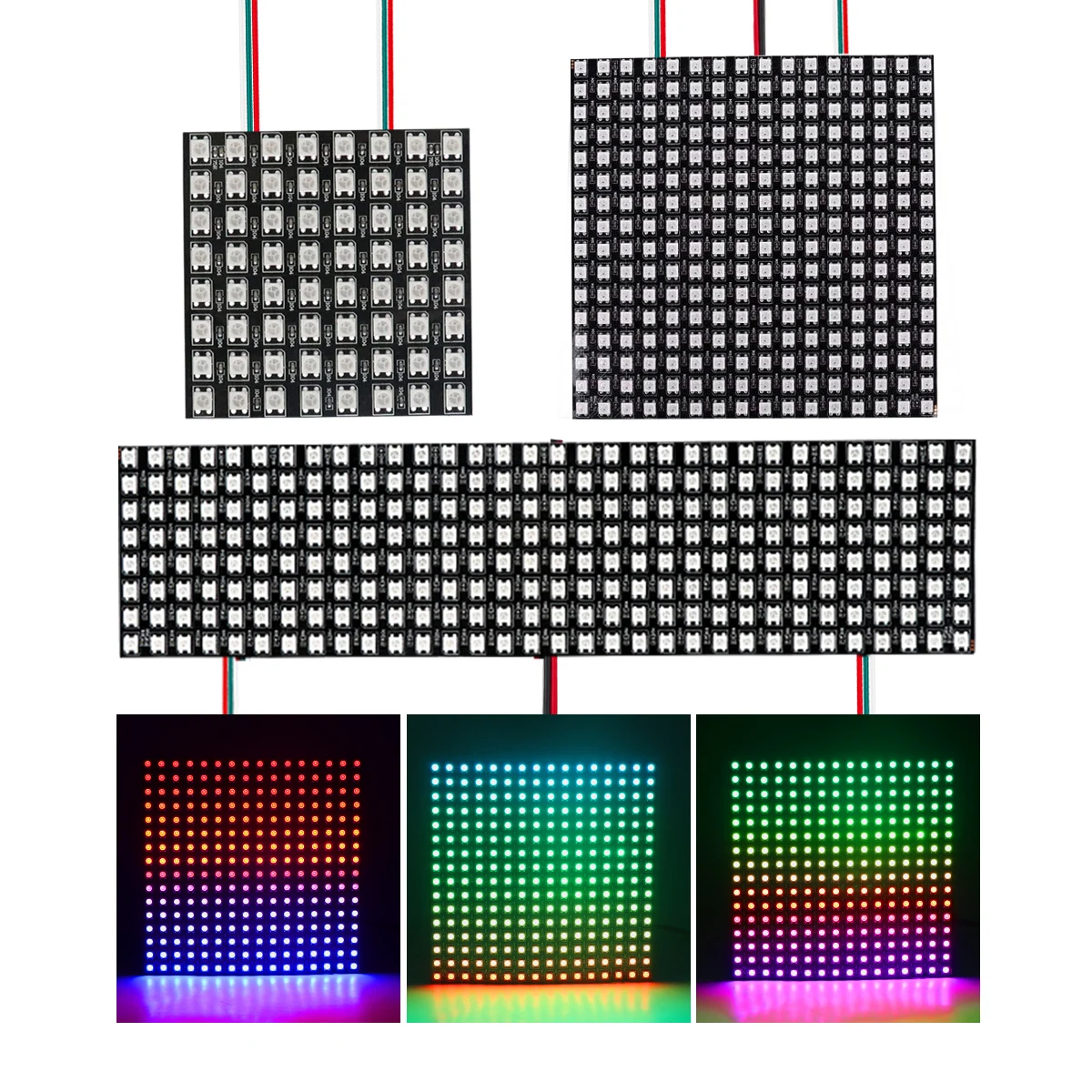 

WS2812B RGB LED Panel Screen 8x8 16x16 8x32 256 Pixels Digital Flexible ProgrammableIndividually Addressable 5050Full Color DC5V
