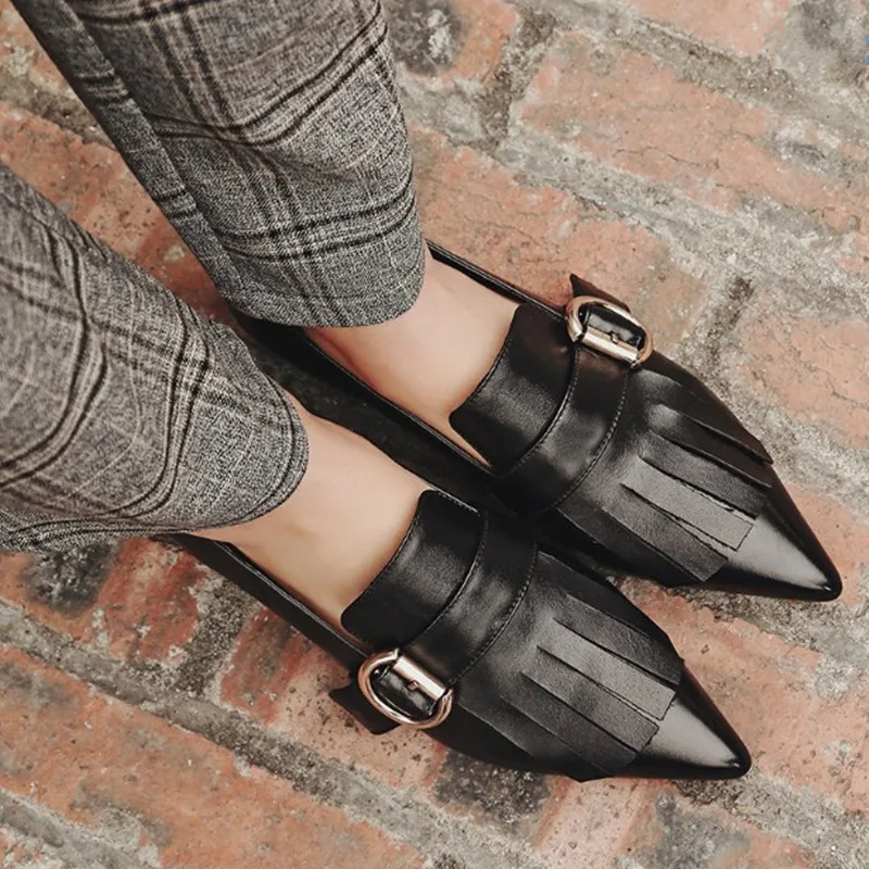 Женская обувь на плоской подошве; scarpe donna; женская обувь с пряжкой; лоферы с острым носком; женская обувь из мягкой кожи на низком каблуке; Zapatos De Mujer