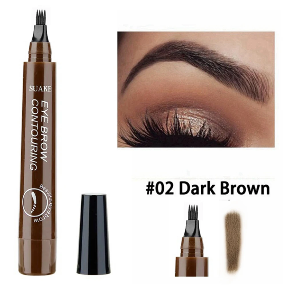 Microblading Eyebrow Pen Waterproof Fork Tip Eyebrow Tattoo Pencil Long Lasting Professional Fine Sketch Liquid Eye Brow Pencil - Цвет: Dark brown