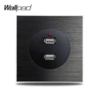 Wallpad L6 двойная 2 USB зарядка, настенная розетка 2.4A, розетка, матовая черная алюминиевая панель