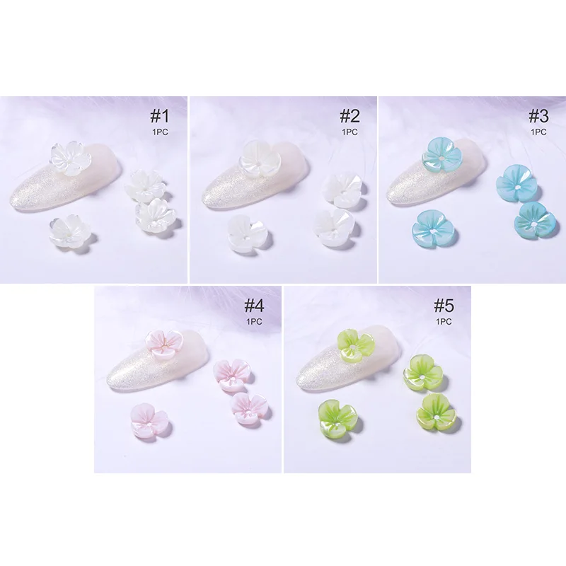 1 шт. лепесток формы ногтей Seashell Цветок белый розовый синий цвета DIY 3D украшение
