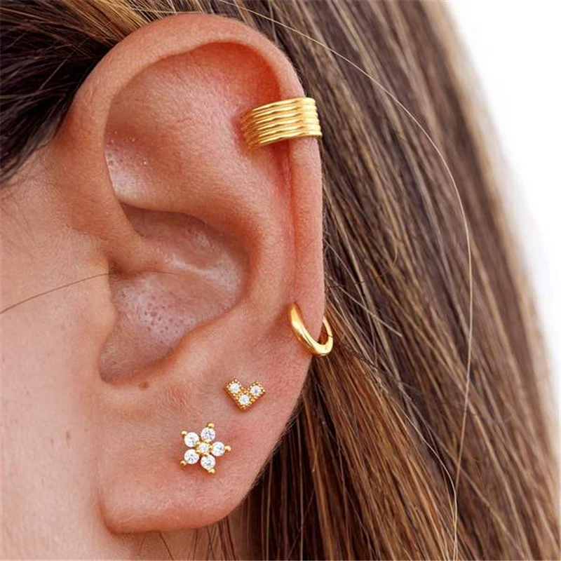 Женские серьги-гвоздики с треугольным инвертированным цирконием 1 пара серьги в