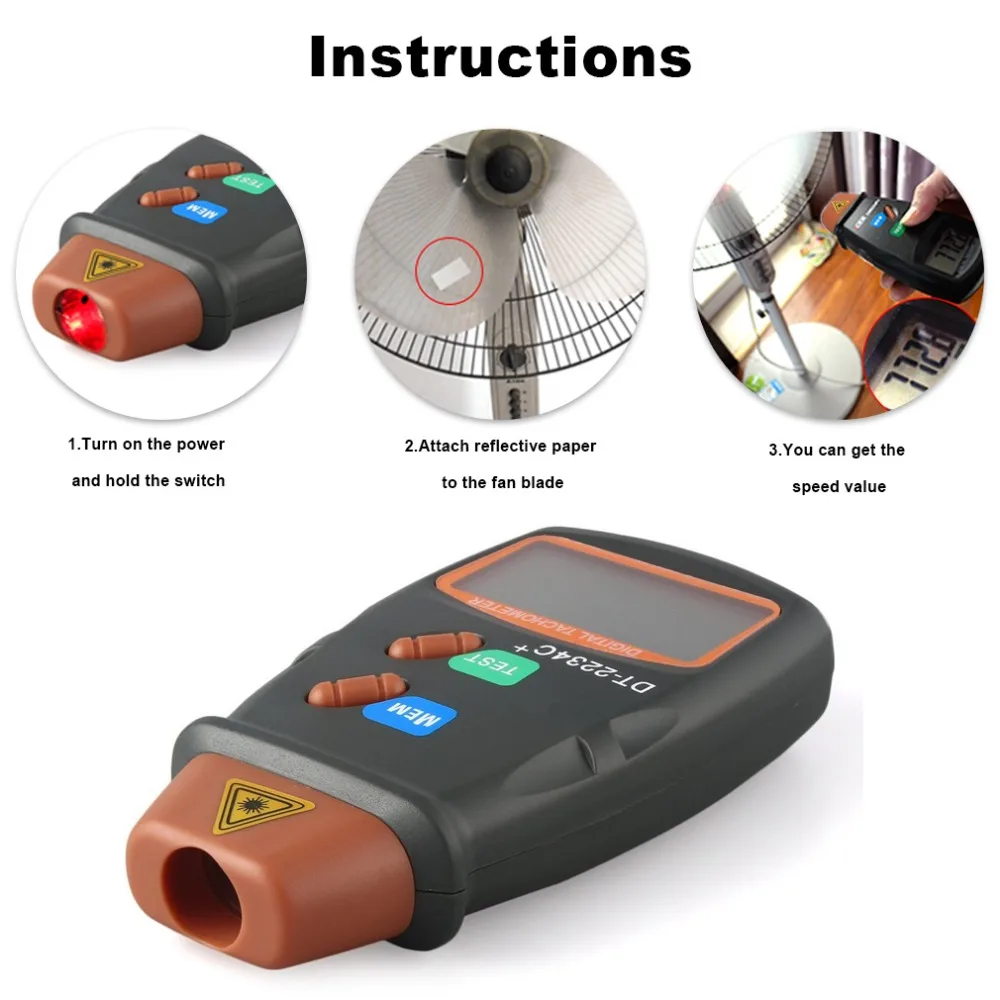 Цифровой Лазерный Фото тахометр Бесконтактный об/мин цифровой лазерный скорость