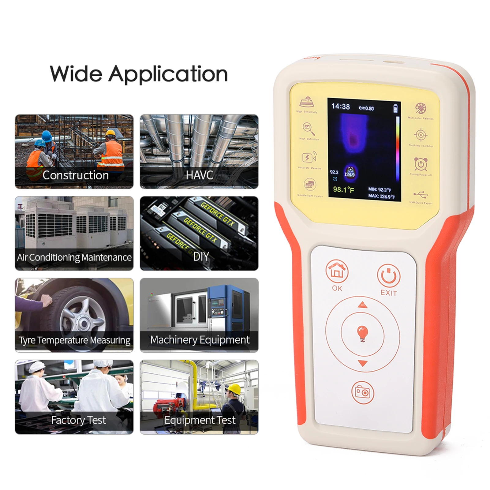 

Handheld Portable 2.4 Inch TFT Screen 0.3MP Thermal Infrared Imager Industrial Household Multipurpose Thermal Imaging Imager