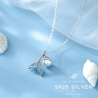 wholesale 925 sterling silver necklace mermaid tail fish charm pendant delicate classic style for women fashion fine jewelry